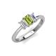 4 - Daria 6x4 mm Emerald Cut Peridot and Lab Grown Diamond Side Gallery Work Three Stone Engagement Ring 