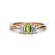 1 - Daria 6x4 mm Emerald Cut Peridot and Lab Grown Diamond Side Gallery Work Three Stone Engagement Ring 