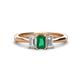 1 - Daria 6x4 mm Emerald Cut Emerald and Lab Grown Diamond Side Gallery Work Three Stone Engagement Ring 