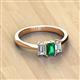 3 - Daria 6x4 mm Emerald Cut Emerald and Lab Grown Diamond Side Gallery Work Three Stone Engagement Ring 