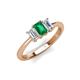 4 - Daria 6x4 mm Emerald Cut Emerald and Lab Grown Diamond Side Gallery Work Three Stone Engagement Ring 