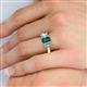 6 - Daria 6x4 mm Emerald Cut London Blue Topaz and Lab Grown Diamond Side Gallery Work Three Stone Engagement Ring 