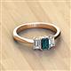 3 - Daria 6x4 mm Emerald Cut London Blue Topaz and Lab Grown Diamond Side Gallery Work Three Stone Engagement Ring 