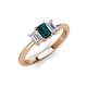 4 - Daria 6x4 mm Emerald Cut London Blue Topaz and Lab Grown Diamond Side Gallery Work Three Stone Engagement Ring 