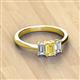 3 - Daria 6x4 mm Emerald Cut Yellow Sapphire and Lab Grown Diamond Side Gallery Work Three Stone Engagement Ring 