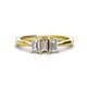 1 - Daria 6x4 mm Emerald Cut Smoky Quartz and Lab Grown Diamond Side Gallery Work Three Stone Engagement Ring 