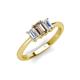 4 - Daria 6x4 mm Emerald Cut Smoky Quartz and Lab Grown Diamond Side Gallery Work Three Stone Engagement Ring 