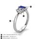 5 - Daria 6x4 mm Emerald Cut Blue Sapphire and Lab Grown Diamond Side Gallery Work Three Stone Engagement Ring 