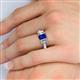 6 - Daria 6x4 mm Emerald Cut Blue Sapphire and Lab Grown Diamond Side Gallery Work Three Stone Engagement Ring 
