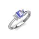4 - Daria 6x4 mm Emerald Cut Tanzanite and Lab Grown Diamond Side Gallery Work Three Stone Engagement Ring 
