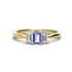 1 - Daria 6x4 mm Emerald Cut Tanzanite and Lab Grown Diamond Side Gallery Work Three Stone Engagement Ring 