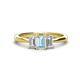 1 - Daria 6x4 mm Emerald Cut Aquamarine and Lab Grown Diamond Side Gallery Work Three Stone Engagement Ring 