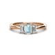 1 - Daria 6x4 mm Emerald Cut Aquamarine and Lab Grown Diamond Side Gallery Work Three Stone Engagement Ring 