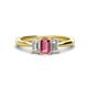 1 - Daria 6x4 mm Emerald Cut Pink Tourmaline and Lab Grown Diamond Side Gallery Work Three Stone Engagement Ring 