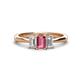 1 - Daria 6x4 mm Emerald Cut Pink Tourmaline and Lab Grown Diamond Side Gallery Work Three Stone Engagement Ring 