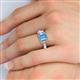 6 - Daria 6x4 mm Emerald Cut Blue Topaz and Lab Grown Diamond Side Gallery Work Three Stone Engagement Ring 
