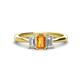 1 - Daria 6x4 mm Emerald Cut Citrine and Lab Grown Diamond Side Gallery Work Three Stone Engagement Ring 