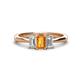 1 - Daria 6x4 mm Emerald Cut Citrine and Lab Grown Diamond Side Gallery Work Three Stone Engagement Ring 