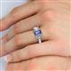 6 - Daria 6x4 mm Emerald Cut Iolite and Lab Grown Diamond Side Gallery Work Three Stone Engagement Ring 