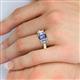 6 - Daria 6x4 mm Emerald Cut Iolite and Lab Grown Diamond Side Gallery Work Three Stone Engagement Ring 