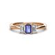 1 - Daria 6x4 mm Emerald Cut Iolite and Lab Grown Diamond Side Gallery Work Three Stone Engagement Ring 