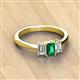 3 - Daria 6x4 mm Emerald Cut Emerald and Lab Grown Diamond Side Gallery Work Three Stone Engagement Ring 