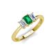 4 - Daria 6x4 mm Emerald Cut Emerald and Lab Grown Diamond Side Gallery Work Three Stone Engagement Ring 