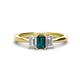 1 - Daria 6x4 mm Emerald Cut London Blue Topaz and Lab Grown Diamond Side Gallery Work Three Stone Engagement Ring 