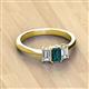 3 - Daria 6x4 mm Emerald Cut London Blue Topaz and Lab Grown Diamond Side Gallery Work Three Stone Engagement Ring 