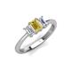 4 - Daria 6x4 mm Emerald Cut Yellow Sapphire and Lab Grown Diamond Side Gallery Work Three Stone Engagement Ring 