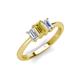 4 - Daria 6x4 mm Emerald Cut Yellow Sapphire and Lab Grown Diamond Side Gallery Work Three Stone Engagement Ring 