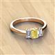 3 - Daria 6x4 mm Emerald Cut Yellow Sapphire and Lab Grown Diamond Side Gallery Work Three Stone Engagement Ring 