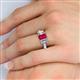6 - Daria 6x4 mm Emerald Cut Ruby and Lab Grown Diamond Side Gallery Work Three Stone Engagement Ring 