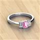 3 - Daria 6x4 mm Emerald Cut Pink Sapphire and Lab Grown Diamond Side Gallery Work Three Stone Engagement Ring 