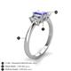 5 - Daria 6x4 mm Emerald Cut Tanzanite and Lab Grown Diamond Side Gallery Work Three Stone Engagement Ring 