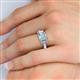 6 - Daria 6x4 mm Emerald Cut Aquamarine and Lab Grown Diamond Side Gallery Work Three Stone Engagement Ring 