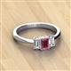 3 - Daria 6x4 mm Emerald Cut Pink Tourmaline and Lab Grown Diamond Side Gallery Work Three Stone Engagement Ring 