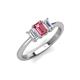 4 - Daria 6x4 mm Emerald Cut Pink Tourmaline and Lab Grown Diamond Side Gallery Work Three Stone Engagement Ring 