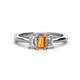 1 - Daria 6x4 mm Emerald Cut Citrine and Lab Grown Diamond Side Gallery Work Three Stone Engagement Ring 