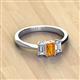 3 - Daria 6x4 mm Emerald Cut Citrine and Lab Grown Diamond Side Gallery Work Three Stone Engagement Ring 