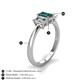 5 - Daria 6x4 mm Emerald Cut London Blue Topaz and Lab Grown Diamond Side Gallery Work Three Stone Engagement Ring 