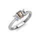 4 - Daria 6x4 mm Emerald Cut Smoky Quartz and Lab Grown Diamond Side Gallery Work Three Stone Engagement Ring 