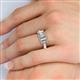 6 - Daria 6x4 mm Emerald Cut Forever Brilliant Moissanite and Diamond Side Gallery Work Three Stone Engagement Ring 