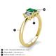 5 - Daria 6x4 mm Emerald Cut Emerald and Diamond Side Gallery Work Three Stone Engagement Ring 