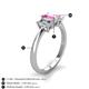 5 - Daria 6x4 mm Emerald Cut Pink Sapphire and Diamond Side Gallery Work Three Stone Engagement Ring 