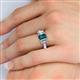 6 - Daria 6x4 mm Emerald Cut London Blue Topaz and Diamond Side Gallery Work Three Stone Engagement Ring 