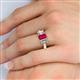 6 - Daria 6x4 mm Emerald Cut Ruby and Diamond Side Gallery Work Three Stone Engagement Ring 