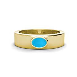 Jason x Oval Shape Turquoise Wedding Ring Oval Shape x Turquoise ct Solitaire Unisex Wedding Ring K Yellow Gold
