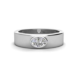 Jason x Oval Shape Moissanite Wedding Ring Oval Shape x Moissanite ct Solitaire Unisex Wedding Ring K White Gold