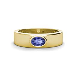 Jason x Oval Shape Iolite Wedding Ring Oval Shape x Iolite ct Solitaire Unisex Wedding Ring K Yellow Gold